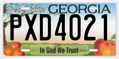 GA license plate PXD4021