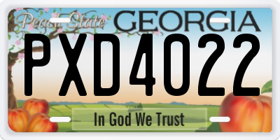 GA license plate PXD4022