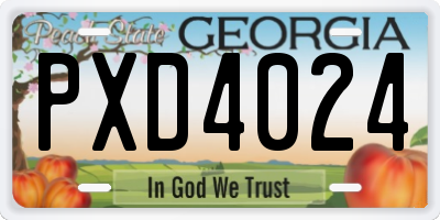 GA license plate PXD4024