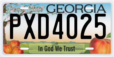 GA license plate PXD4025