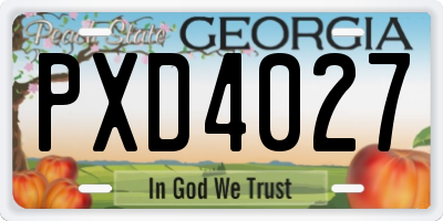 GA license plate PXD4027