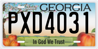 GA license plate PXD4031