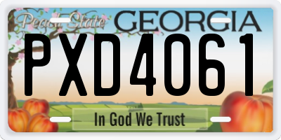 GA license plate PXD4061