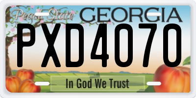 GA license plate PXD4070