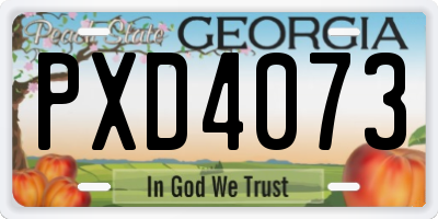 GA license plate PXD4073