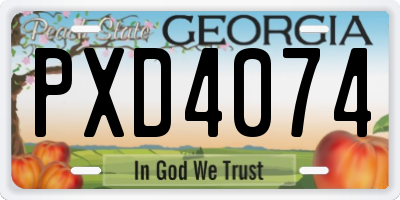 GA license plate PXD4074