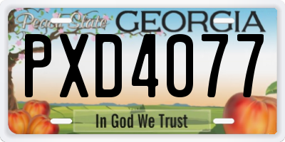 GA license plate PXD4077