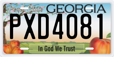 GA license plate PXD4081