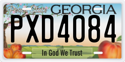 GA license plate PXD4084