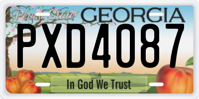 GA license plate PXD4087