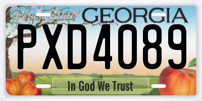 GA license plate PXD4089