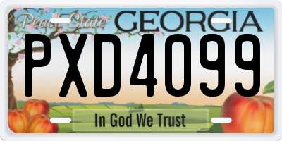 GA license plate PXD4099