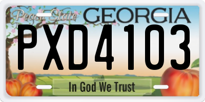 GA license plate PXD4103