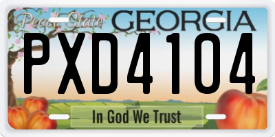 GA license plate PXD4104