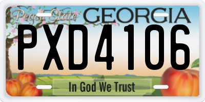 GA license plate PXD4106