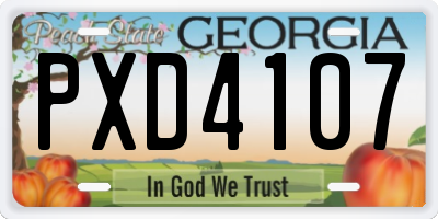 GA license plate PXD4107
