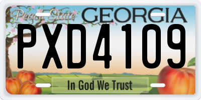 GA license plate PXD4109