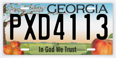 GA license plate PXD4113