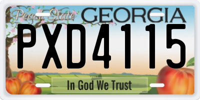 GA license plate PXD4115