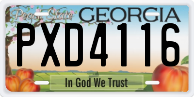 GA license plate PXD4116