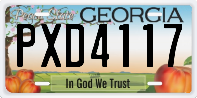 GA license plate PXD4117