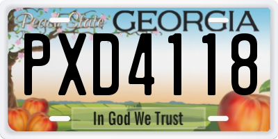 GA license plate PXD4118