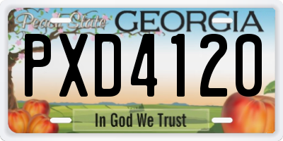 GA license plate PXD4120