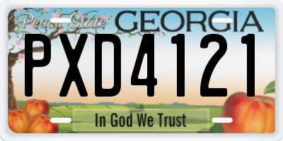 GA license plate PXD4121
