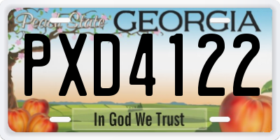 GA license plate PXD4122