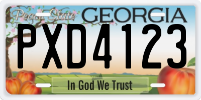 GA license plate PXD4123