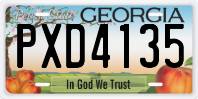 GA license plate PXD4135