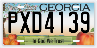 GA license plate PXD4139