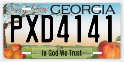 GA license plate PXD4141