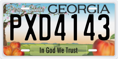 GA license plate PXD4143