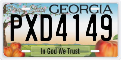 GA license plate PXD4149