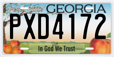 GA license plate PXD4172