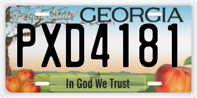 GA license plate PXD4181