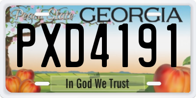 GA license plate PXD4191