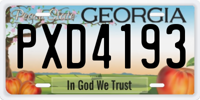 GA license plate PXD4193