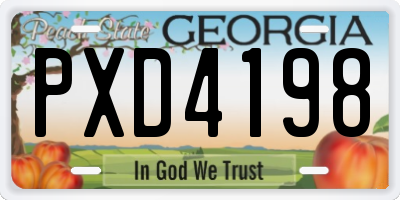 GA license plate PXD4198