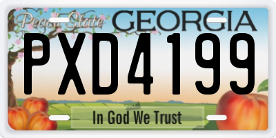 GA license plate PXD4199