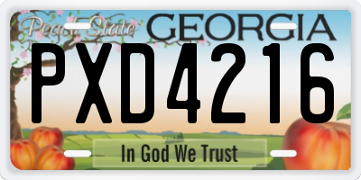 GA license plate PXD4216