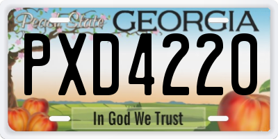 GA license plate PXD4220