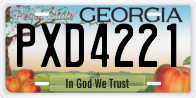 GA license plate PXD4221