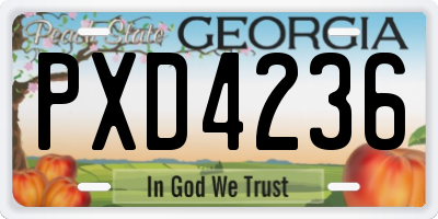GA license plate PXD4236