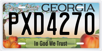 GA license plate PXD4270