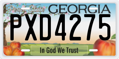 GA license plate PXD4275