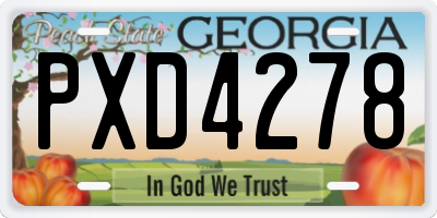GA license plate PXD4278