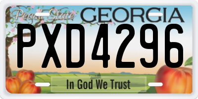 GA license plate PXD4296