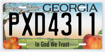 GA license plate PXD4311